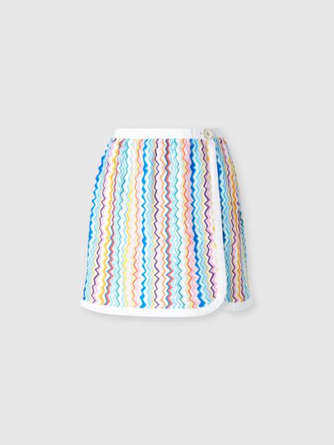 Wrap mini skirt with zig zag pattern