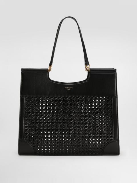 Shopping Sicily in straw and calfskin weave