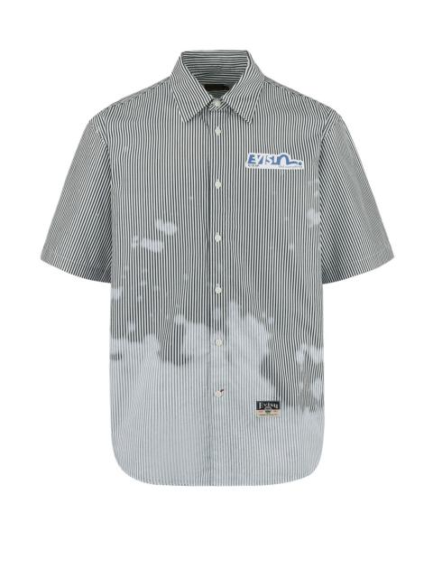 Two-tone Striped Oversized  Short-sleeve Shirt