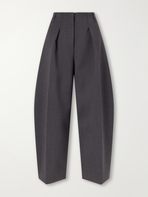 Le Pantalon Ovalo pleated stretch-crepe barrel-leg pants Dark gray