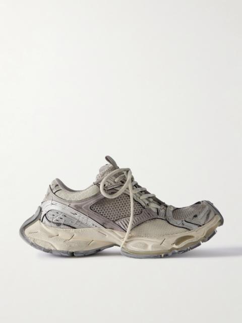 Stapler Distressed Mesh And Rubber Sneakers