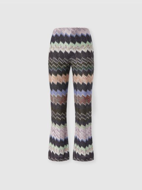 Snake-Pattern Viscose Lamé Cropped Trousers