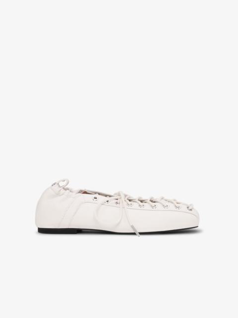 OFF-WHITE EYELETS LACE UP BALLERINAS