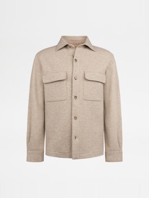 SHIRT JACKET IN CASHMERE BLEND JERSEY - BEIGE