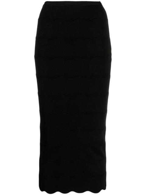 Wave Milano-knit pencil skirt