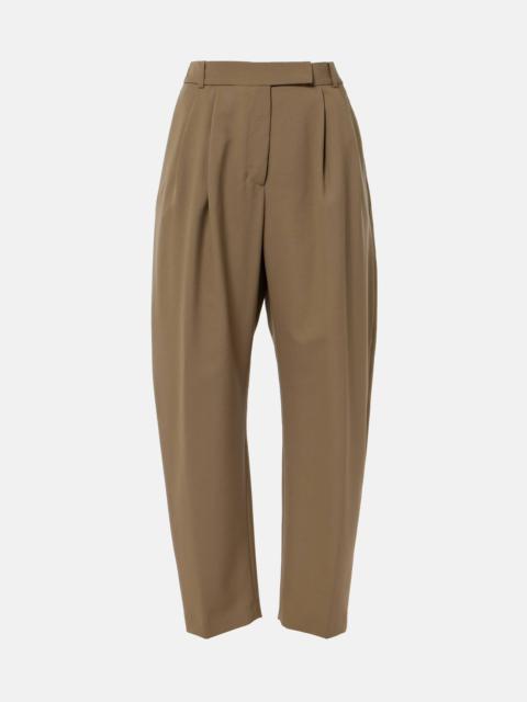 High-rise virgin wool barrel-leg pants