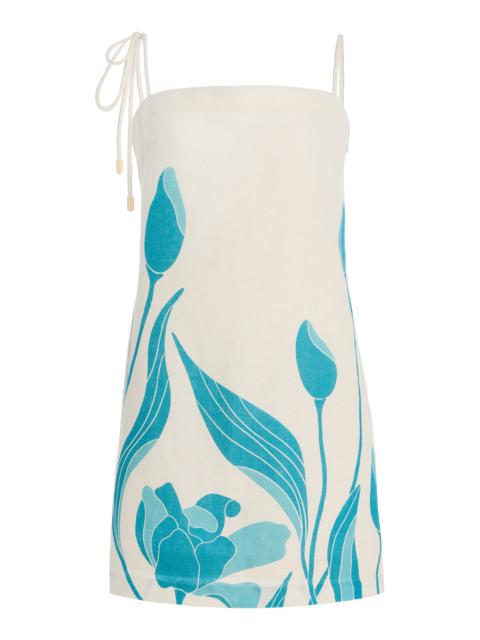 Exclusive Brisa Floral Linen Mini Dress blue