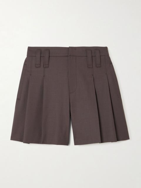 Pleated wool-blend shorts Brown