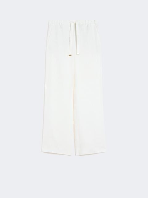 Linen basketweave trousers - WHITE