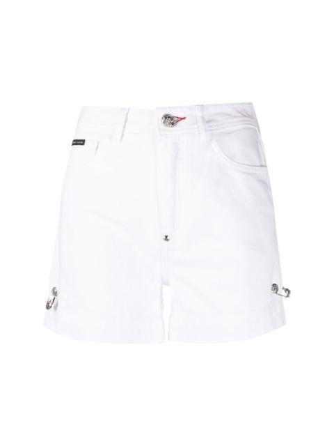 safety-pin denim shorts