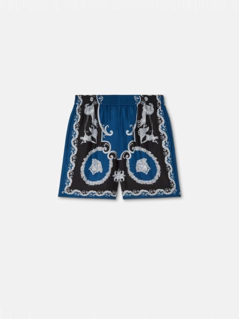 Printed Silk Twill Slim Shorts