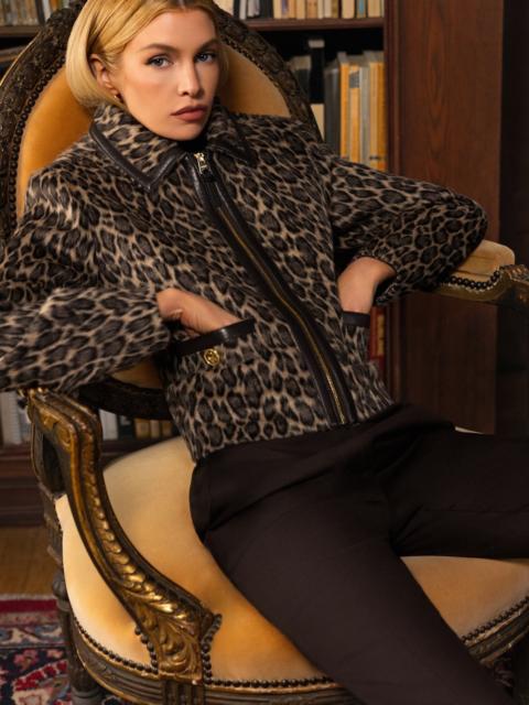 LORAH-A Animal-Print Cropped Leather Jacket