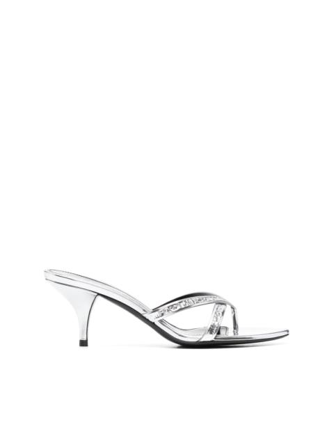 metallic leather mules