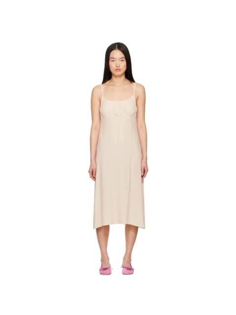 Beige Negligee Bow Midi Dress