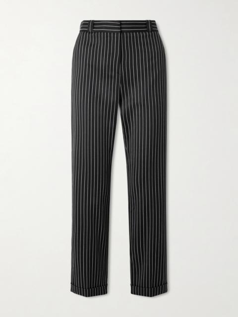 Pinstriped Wool And Cotton-blend Straight-leg Pants