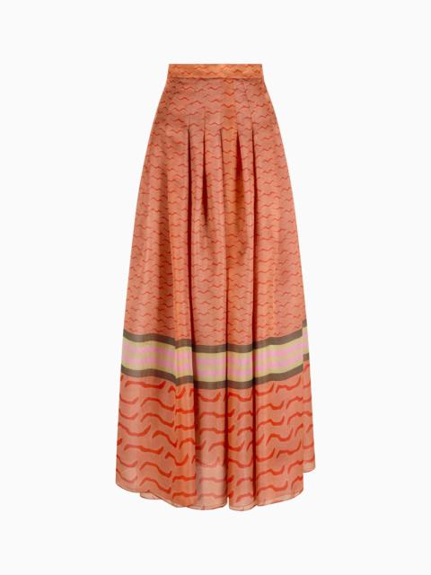 LONG, SILK-ORGANZA SKIRT WITH TIGER PRINT