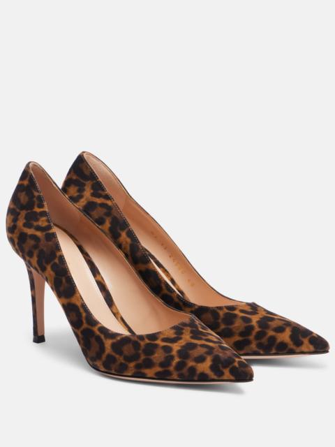 Gianvito 85 leopard-print suede pumps