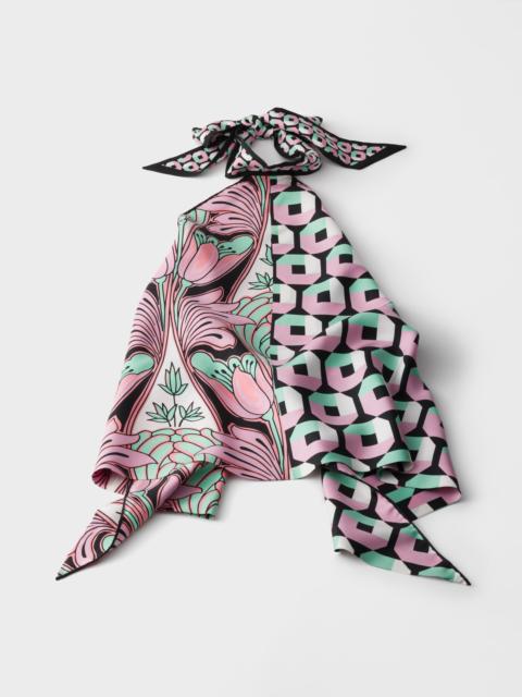 Printed silk twill top