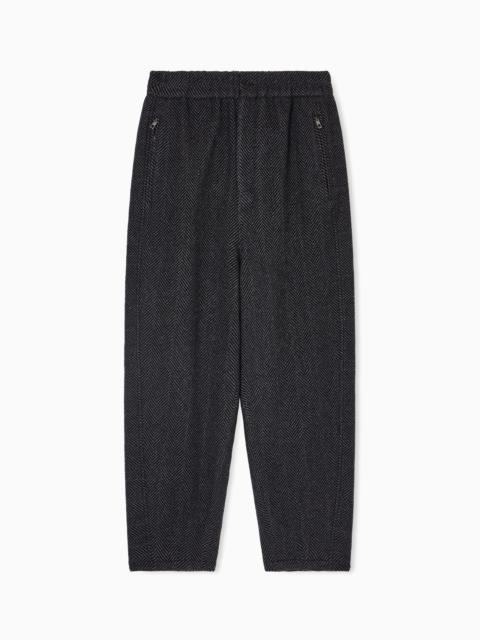 CHEVRON CASHMERE FLAT-FRONT TROUSERS