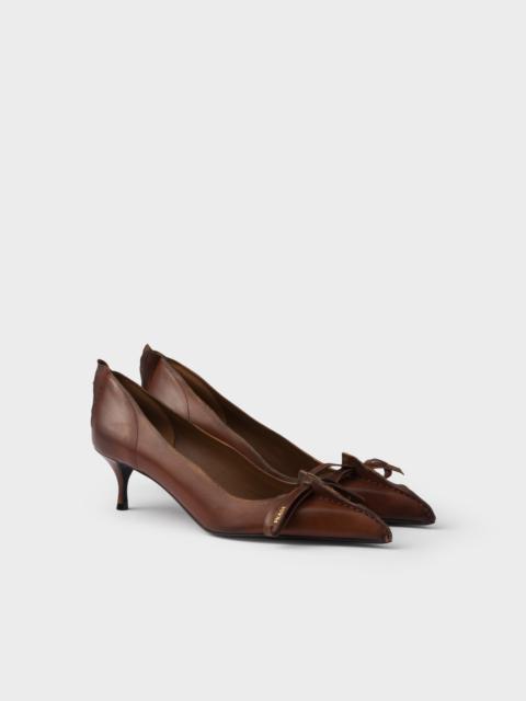 Antiqued leather pumps