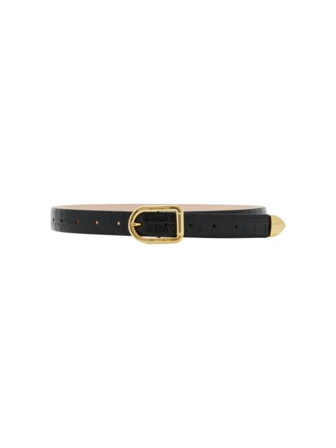 Mija Croc-Effect Leather Belt black