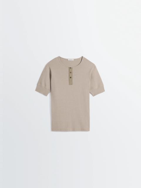 RIB HENLEY TOP IN COTTON LINEN RIB JERSEY