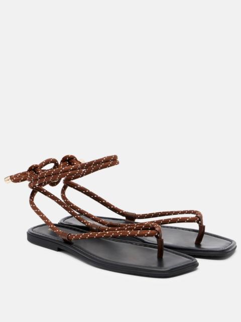 Carmina leather-trimmed thong sandals