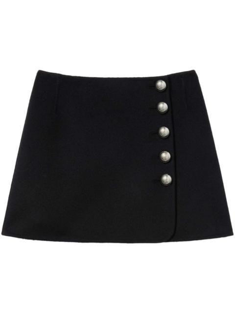 side-button fastening wool miniskirt