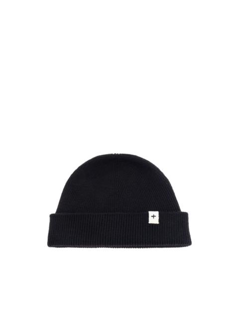 ribbed logo beanie hat