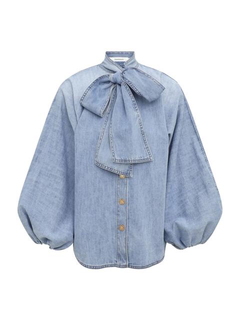 INDRA DENIM TIE NECK BLOUSE