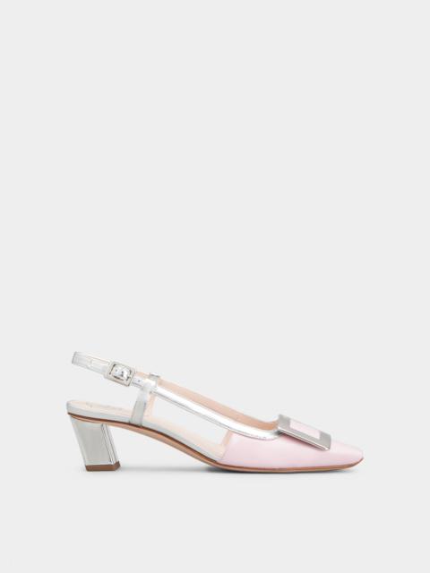 Belle Vivier Metal Buckle Slingback Pumps in Patent Leather