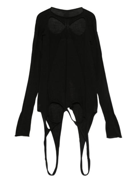 slashed long-sleeve sweater