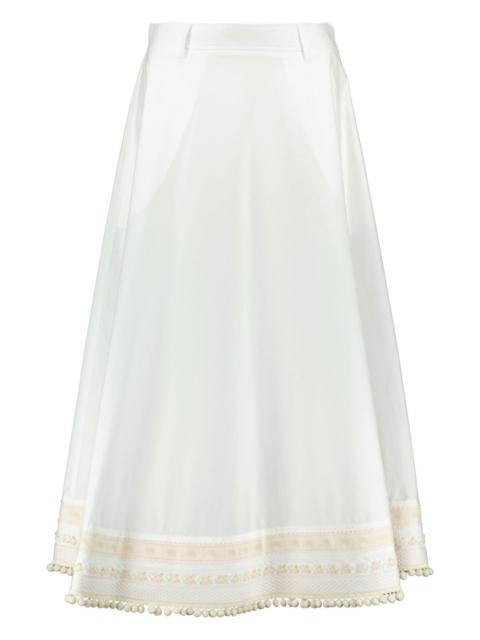 embroidered a-line skirt