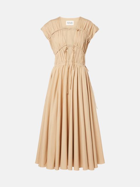 Ceres gathered cotton midi dress