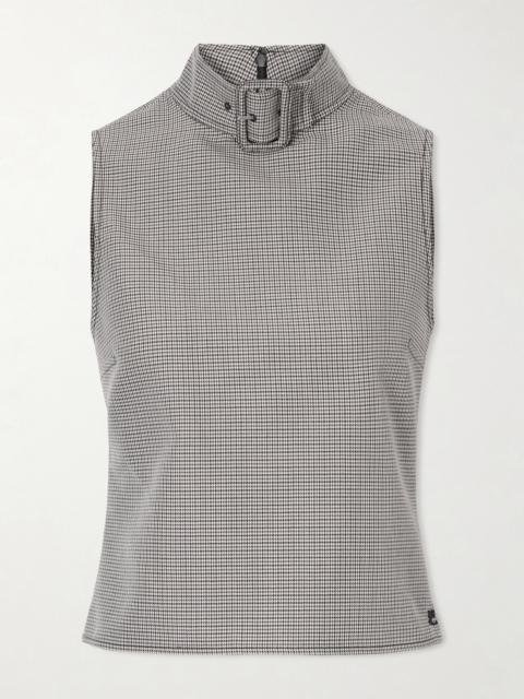 Buckled Houndstooth Wool-blend Tank