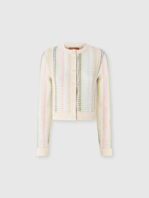 Crewneck cardigan in cotton blend Caperdoni motif