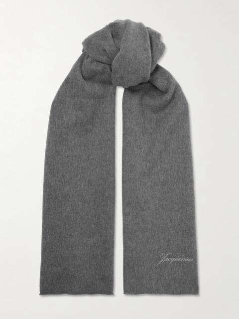 Frayed Embroidered Wool And Cashmere-blend Scarf