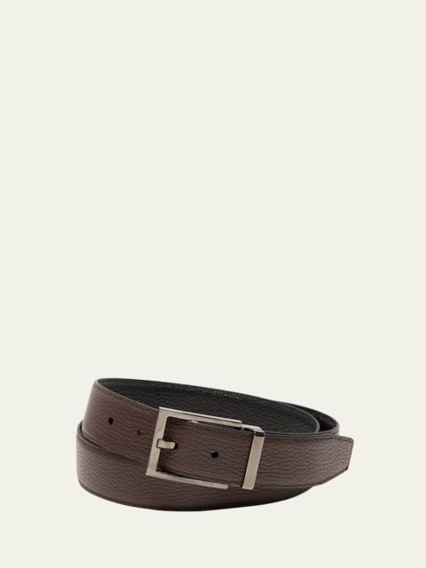 Men's Double Adjustable Square-Buckle Leather Belt