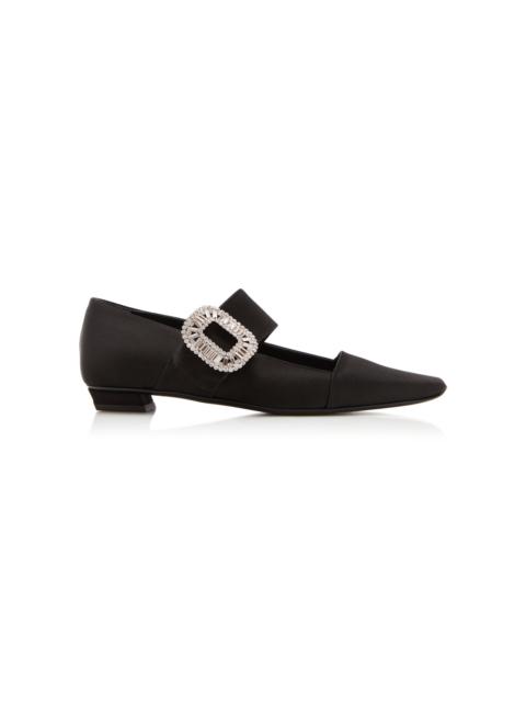 BV Crystal-Embellished Babies Satin Flats black