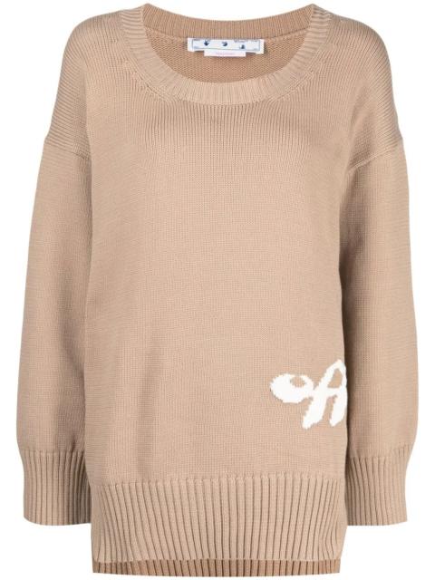 intarsia-logo ribbed jumper