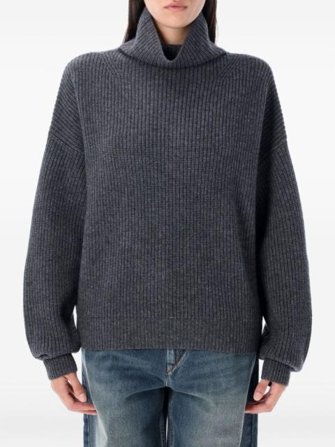 high-neck ribbed knit