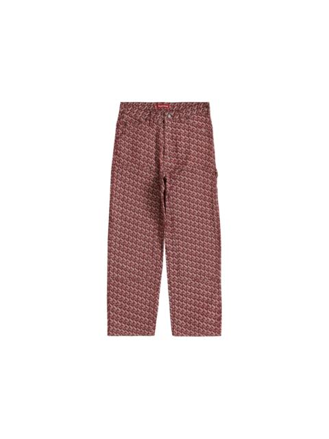 Supreme Monogram Double Knee Denim Painter Pant (FW21) Red