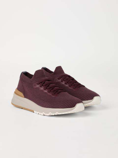 Cotton knit and semi-polished calfskin runners