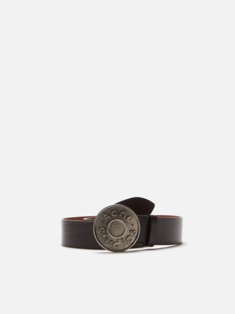Logo leather belt - Black/camel