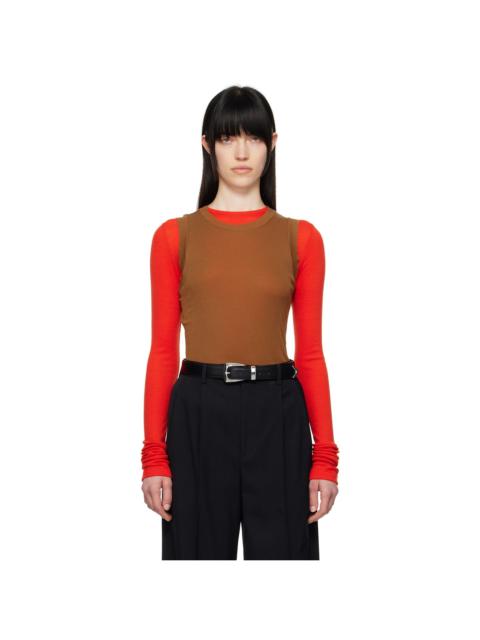 Brown Super High Gauge Sheer Tank Top