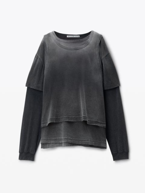 oversize triple-layer tee in cotton