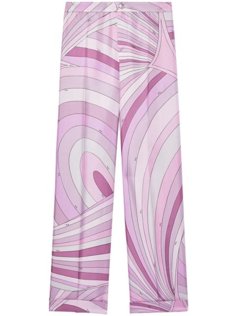 abstract-print silk trousers