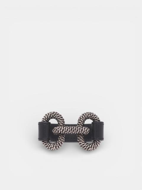 Braid Engraved Chainlink Leather Bracelet