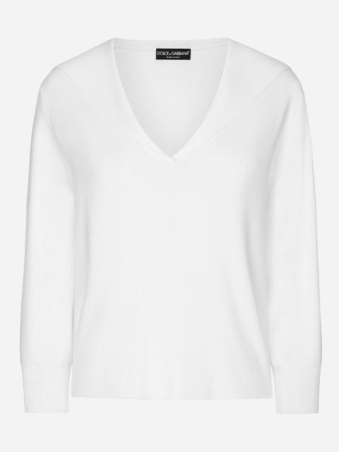 Viscose sweater with sailor collar