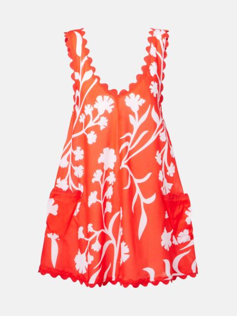 Printed scalloped cotton minidress